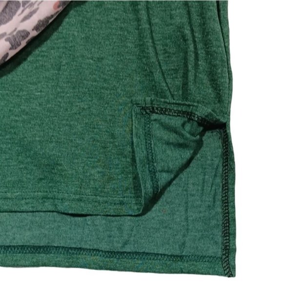 Anna Kaci Long Sleeve Evergreen with Pink & Black Leopard Sleeve Size Small - Picture 7 of 7